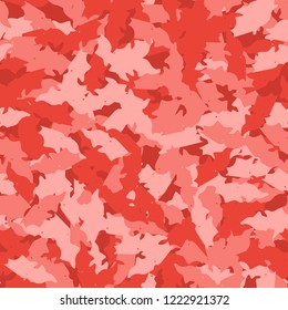 Imitation of camouflage - seamless pattern in different shades of red and pink colors. Seamless repeat UFO camo glamour pattern, usable as bright print or ornament, backdrop, background etc.