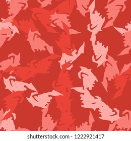 Imitation of camouflage - seamless pattern in different shades of red and pink colors. Seamless repeat UFO camo glamour pattern, usable as bright print or ornament, backdrop, background etc.
