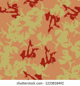 Imitation of camouflage - seamless pattern in different shades of red, green and pink colors. Seamless repeat UFO camo glamour pattern, usable as bright print or ornament, backdrop, background etc.