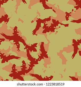 Imitation of camouflage - seamless pattern in different shades of red, green and pink colors. Seamless repeat UFO camo glamour pattern, usable as bright print or ornament, backdrop, background etc.