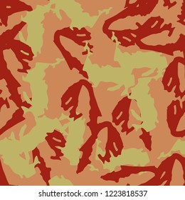 Imitation of camouflage - seamless pattern in different shades of red, green and pink colors. Seamless repeat UFO camo glamour pattern, usable as bright print or ornament, backdrop, background etc.