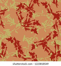 Imitation of camouflage - seamless pattern in different shades of red, green and pink colors. Seamless repeat UFO camo glamour pattern, usable as bright print or ornament, backdrop, background etc.