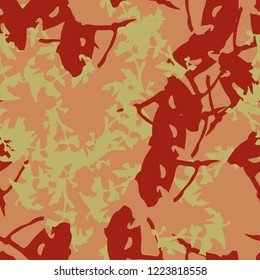 Imitation of camouflage - seamless pattern in different shades of red, green and pink colors. Seamless repeat UFO camo glamour pattern, usable as bright print or ornament, backdrop, background etc.