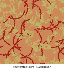 Imitation of camouflage - seamless pattern in different shades of red, green and pink colors. Seamless repeat UFO camo glamour pattern, usable as bright print or ornament, backdrop, background etc.