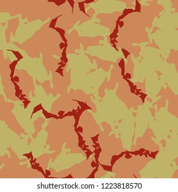 Imitation of camouflage - seamless pattern in different shades of red, green and pink colors. Seamless repeat UFO camo glamour pattern, usable as bright print or ornament, backdrop, background etc.