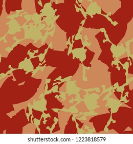 Imitation of camouflage - seamless pattern in different shades of red, green and pink colors. Seamless repeat UFO camo glamour pattern, usable as bright print or ornament, backdrop, background etc.