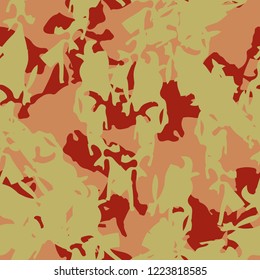 Imitation of camouflage - seamless pattern in different shades of red, green and pink colors. Seamless repeat UFO camo glamour pattern, usable as bright print or ornament, backdrop, background etc.