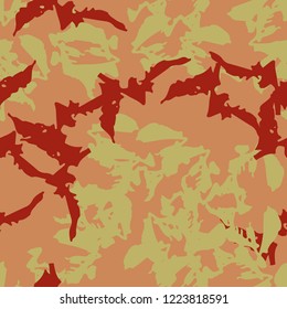 Imitation of camouflage - seamless pattern in different shades of red, green and pink colors. Seamless repeat UFO camo glamour pattern, usable as bright print or ornament, backdrop, background etc.