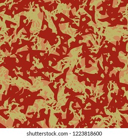 Imitation of camouflage - seamless pattern in different shades of red, green and pink colors. Seamless repeat UFO camo glamour pattern, usable as bright print or ornament, backdrop, background etc.