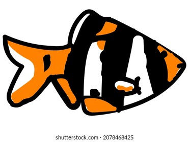 Imitation children's drawing of a fish vector