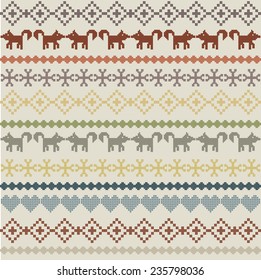 Imitation of cross-stitch, seamless geometric warm sweather pattern pattern