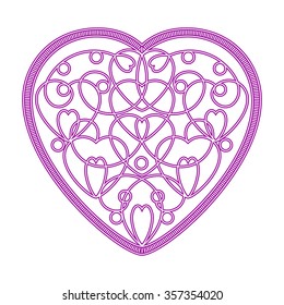 Imitation embroidered pattern of hearts. Valentine's day card art