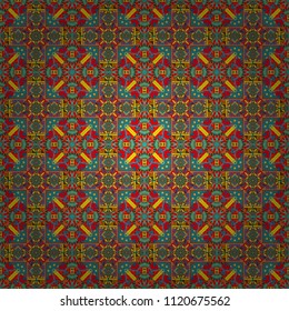 Imitation embroidery. Textile print template fashion paisley field wallpaper art. Seamless pattern of flowers in a brown, yellow and orange colors.