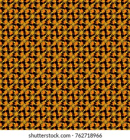 Imitation embroidery. Vector textile print template fashion paisley field wallpaper art. Seamless pattern of flowers in a orange, yellow and black colors.