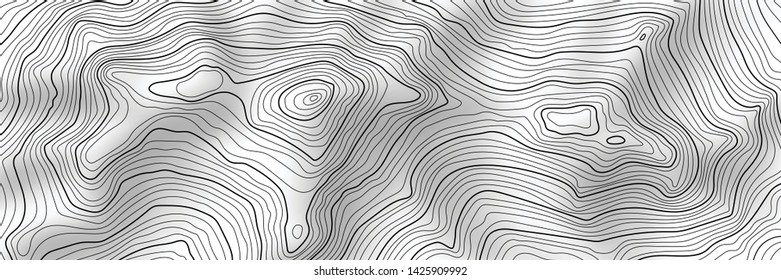 Imitation of a geographical map, black lines on white background, vector design