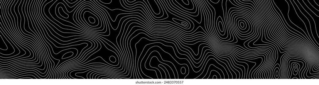 Imitación de un mapa geográfico, líneas blancas sobre fondo negro, diseño de Vector