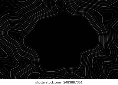 Imitation einer geografischen Karte, weiße Linien auf schwarzem Hintergrund, Vektorgrafik Design