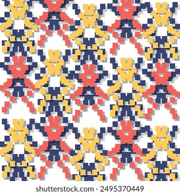 Imitation of a geometric 3D coating consisting of construction set parts or rectangular plates.