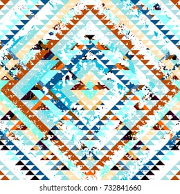 Imitation of geometric embroidery pattern. Ethnic and tribal motifs in aztec style.