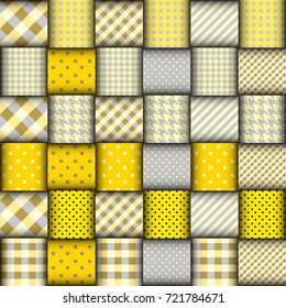 Imitation of geometric patchwork pattern. Interweaving ribbons. Seamless vector background.
