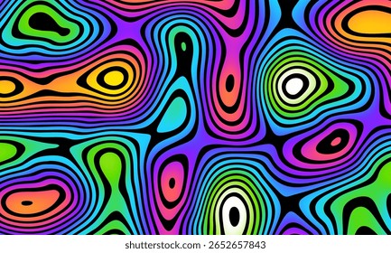 Imitation of Hand drawn colorful retro style groovy psychedelic vector background