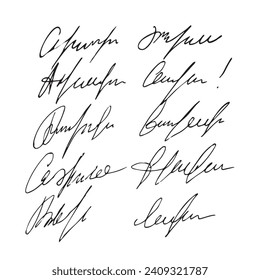 Imitation of handwriting, letters forming continuous text. Illegible handwriting. Vector.