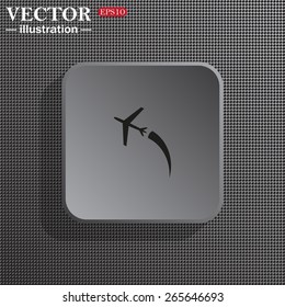 Imitation metal structure. Plastic. Gray square.  The plane takes off. Icon plane. Vector illustration, EPS 10