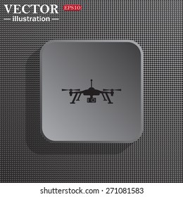 Imitation metal structure. Plastic. Gray square. Quadrocopter. icon. vector design