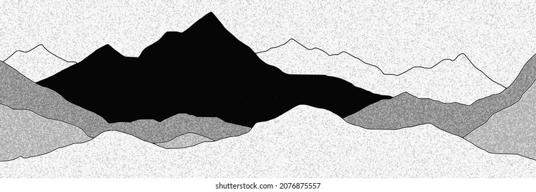 Imitation of a mountain landscape, banner, shades of gray