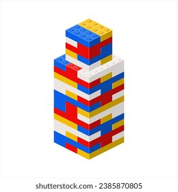 Imitation of a skyscraper made of plastic blocks. Vector