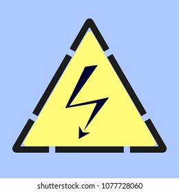 Imitation stencil sign of electrical danger on painted concrete wall. High voltage attention sign. Electric danger mark. Vector