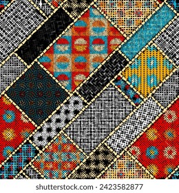 Imitación de una textura de tela áspera. Patrón de mosaico. Patrón sin foco.