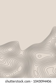 Imitation of a topographic map. Layered lines for design of advertising products. Simple background with smooth flowing shapes.