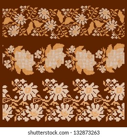 Imitation of the vintage blanket with embroidery Rose ornate