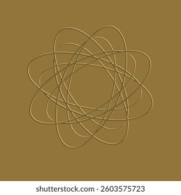 Imitation of a volumetric element. Imitation of bronze. Each element is drawn with one line.
