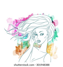 an imitation of watercolor drawing in vector