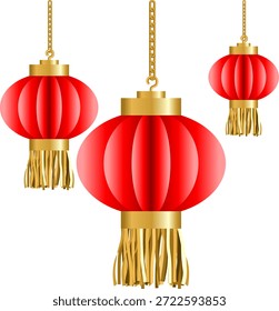 Imlek, Decorative red lanterns often used in festivals and celebrations, ideal for cultural, festive, and decorative promotions.