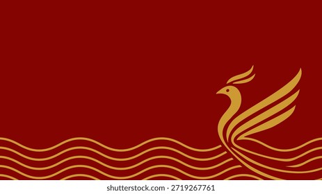 Imlek, Phoenix Ripple, Fénix elegante con plumas que fluyen, que simboliza el renacimiento y la resiliencia, adecuado para la marca y el contenido inspirador.