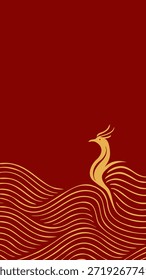 Imlek, Phoenix Ripple, Stylized phoenix with flowing feathers, suitable for branding, luxury, and inspirational content.