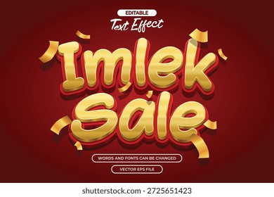 Imlek sale editable text effect with 3d gold text style and with confetti decoration