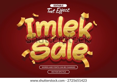Imlek sale editable text effect with 3d gold text style and with confetti decoration