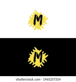 IM,M Letter Logo Design with Yellow ink, Brush Grunge Artistic Logo style modern isolated on white background. Can be used as  business, Brands, Mascot.