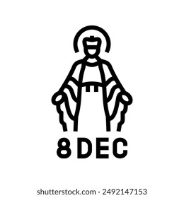 immaculate conception feast catholic holiday line icon vector. immaculate conception feast catholic holiday sign. isolated contour symbol black illustration