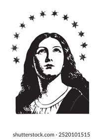 Immaculate Conception Vector Virgin Mary Our Lady of the assumption Catholic religious Illustration