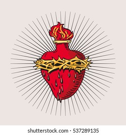 Immaculate Heart of Blessed Virgin Mary tattoo illustration design