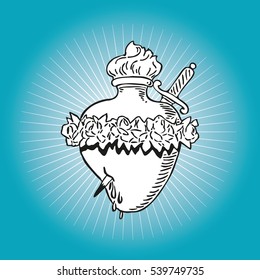 Immaculate Heart of Blessed Virgin Mary tattoo illustration design
