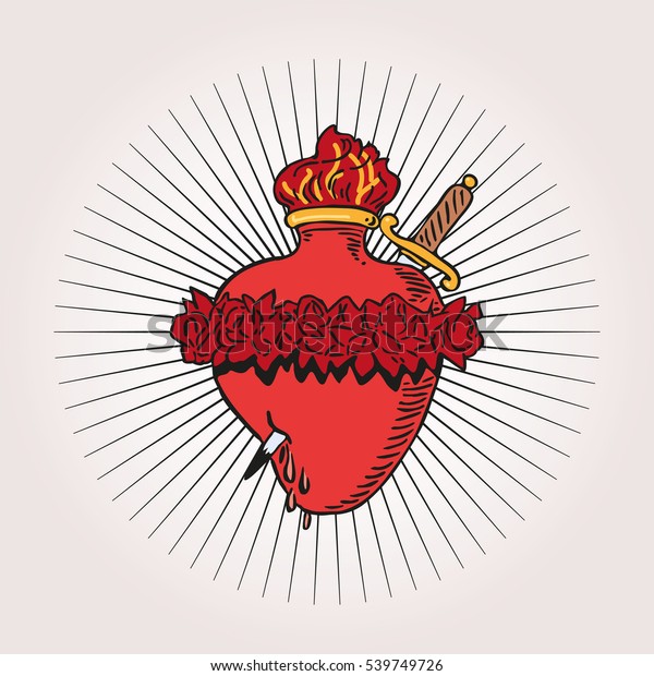 Immaculate Heart Blessed Virgin Mary Tattoo Stock Vector (Royalty Free ...