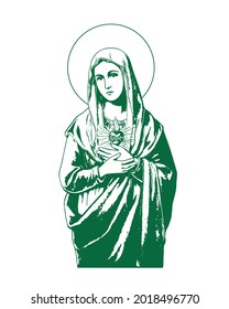 Immaculate heart Mary Illustration