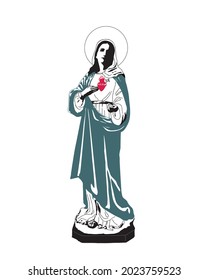 Immaculate heart Mary Illustration