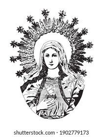 Immaculate Heart Mary Illustration